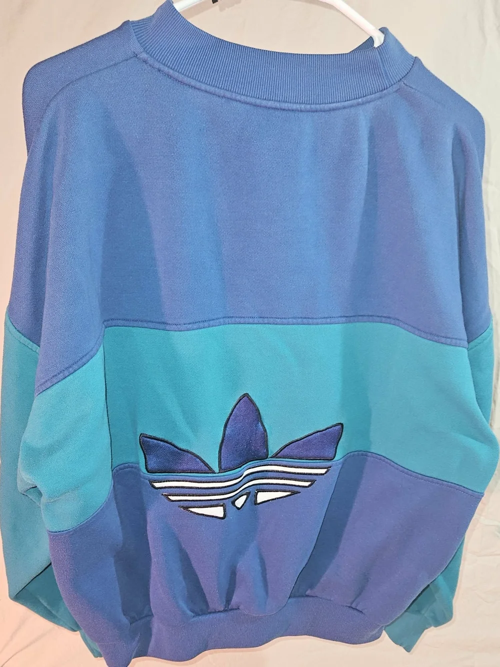 adidas Blue & Teal Colorblock Crewneck Sweatshirt